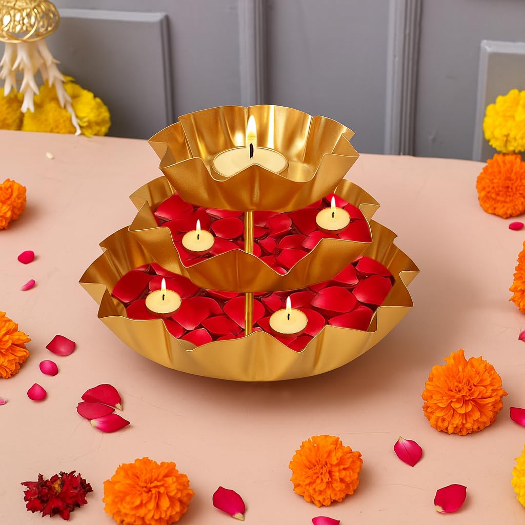 Urli Bowl Tealight Candle Holder Set, Diwali Decoration Items (TMS204)