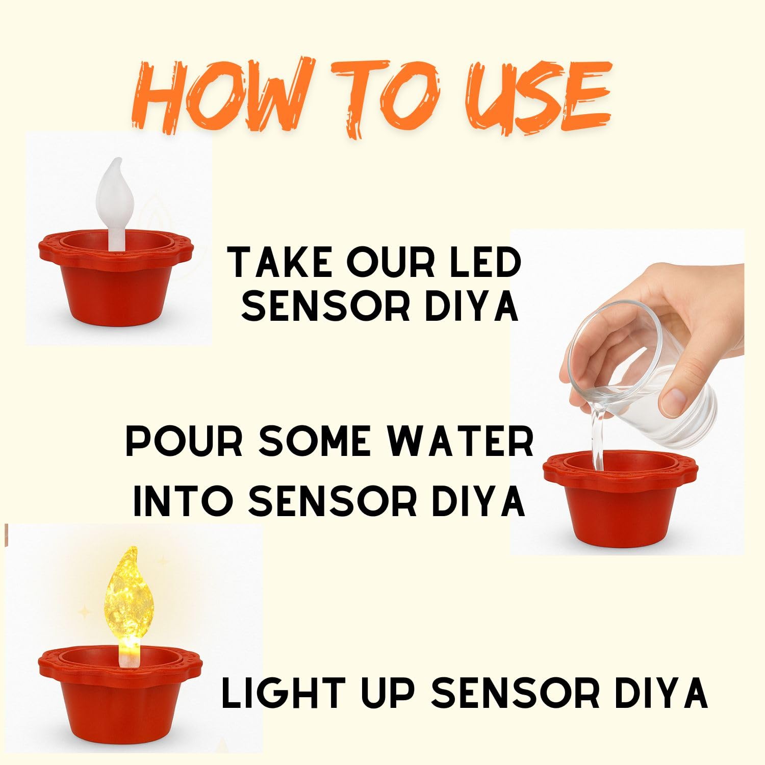 LED Floating Water Sensor Diyas Set of 24, Diwali Decor Items ( DFBS554-24 )