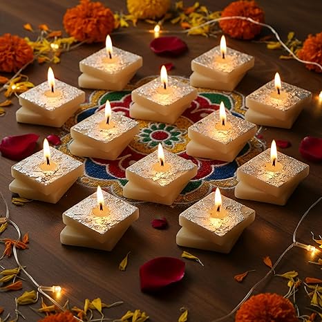 Soya Wax Candles Set of 12, Kajukatali Shape Wax Candles for Festival Decor ( TCMH474-2PKT)