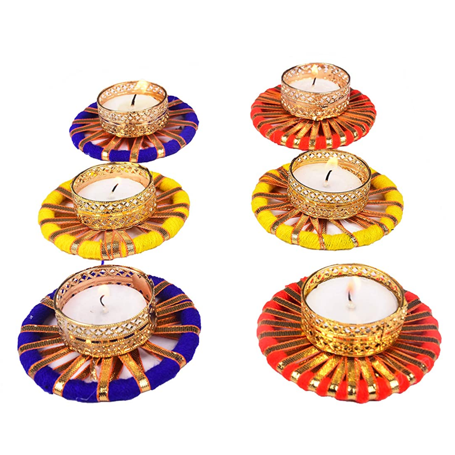 Metallic Gota Patti Mix Tealight Candle Holders
