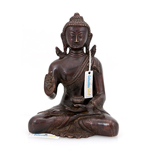 Blessing Abhaya Buddha Idols With Brass Antique Finish