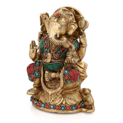 Brass Lakshmi Ganesh Idol Set Murti Statue