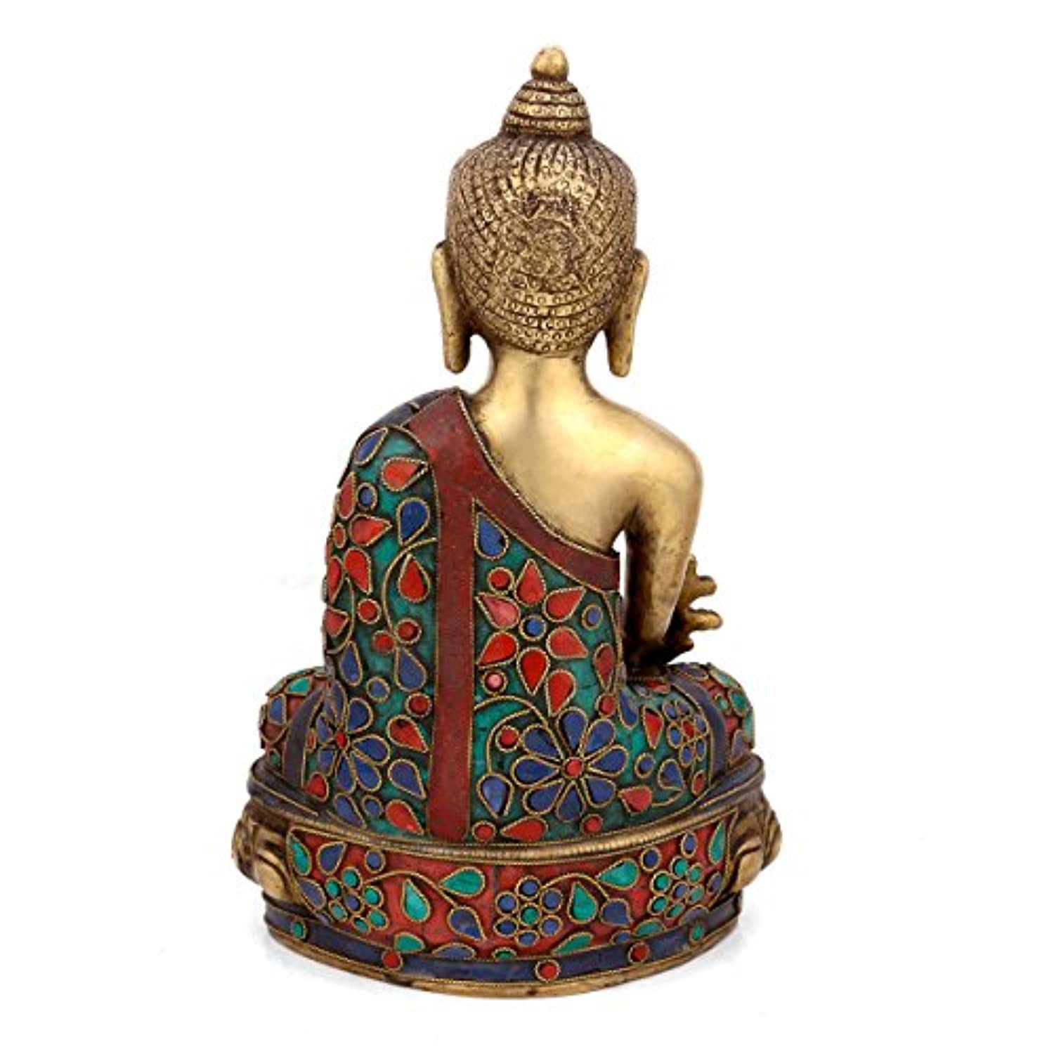 Lord Gautama Buddha Brass Idol Sitting On Lotus Statue