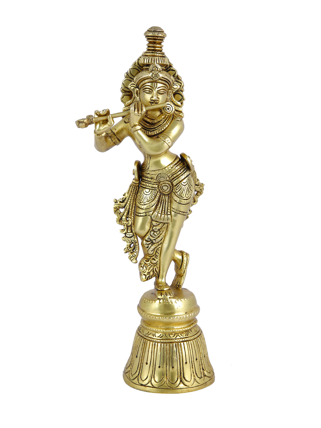 Brass Krishna Idols Showpiece Flute Playing Krishan Kbs151