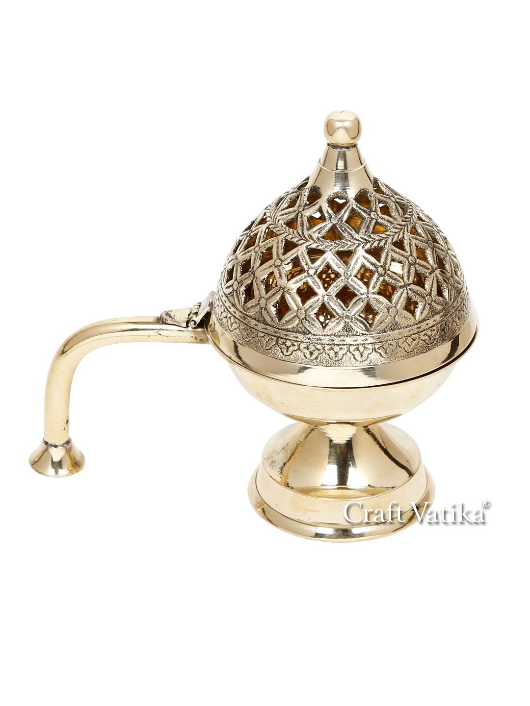 Brass Dhoop Dani Loban with Handle Incense Holder