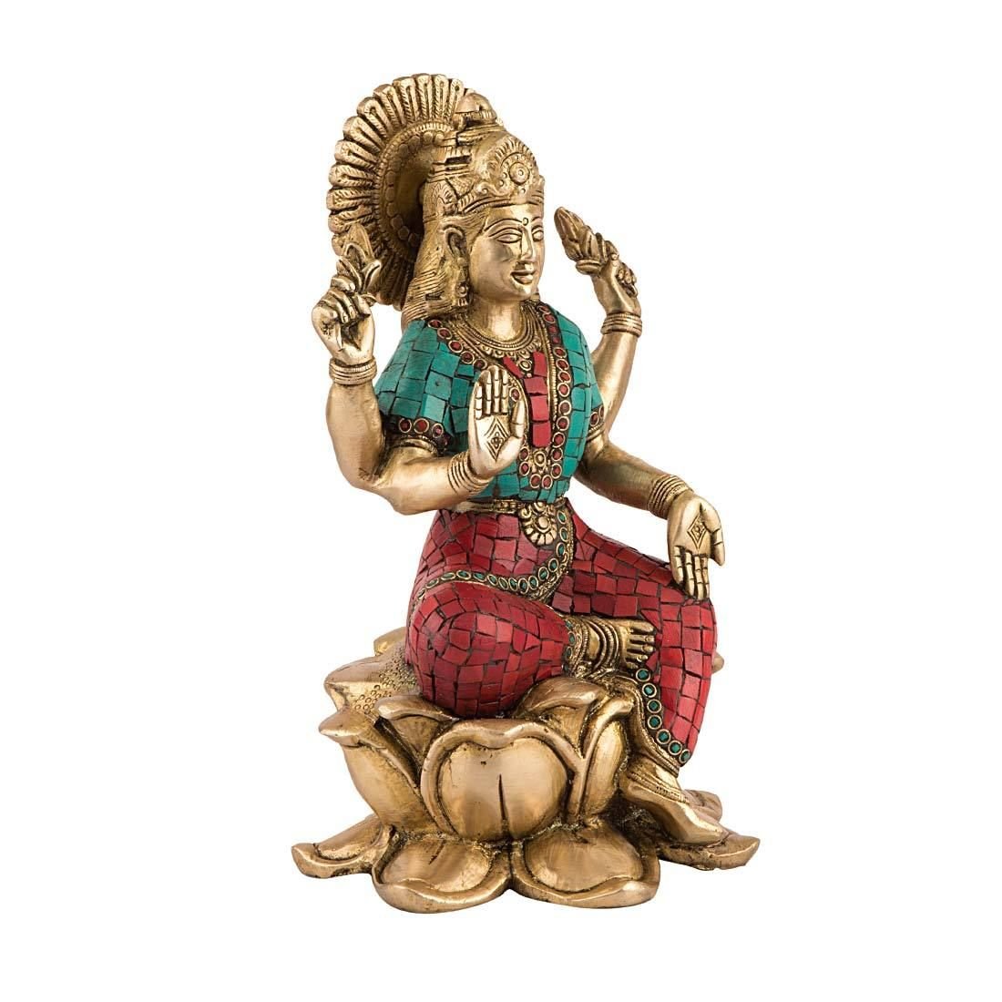 Brass Lakshmi Ganesh Saraswati Idol Murti Statue