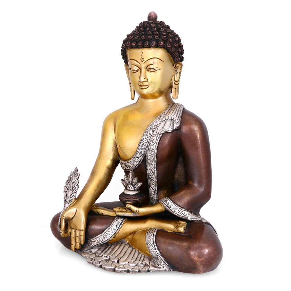 Handmade Large Sakyamuni Medicine Buddha Brass Idol