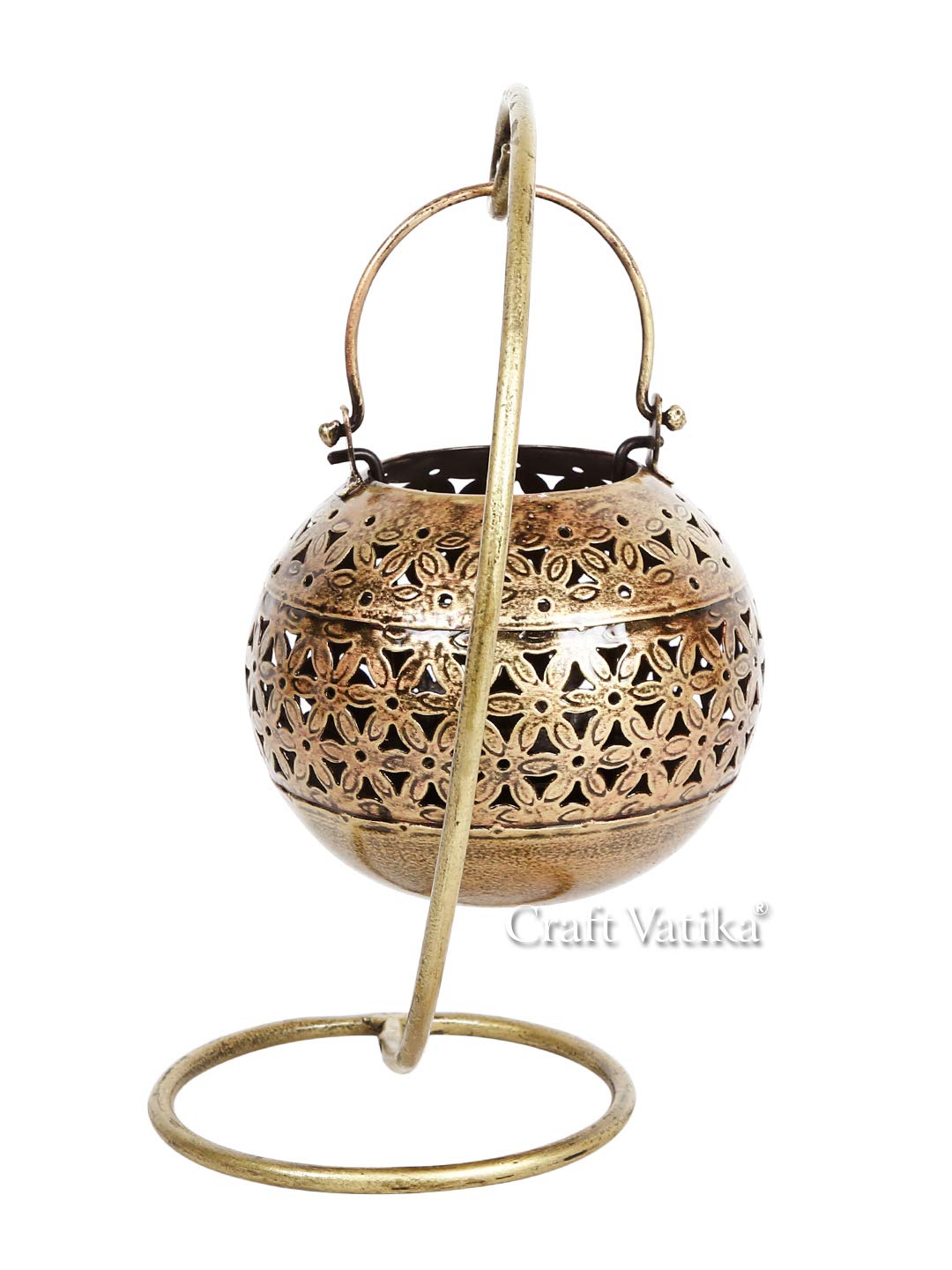 Metal Degchi Tealight Candle Holder Hanging Stand Showpiece