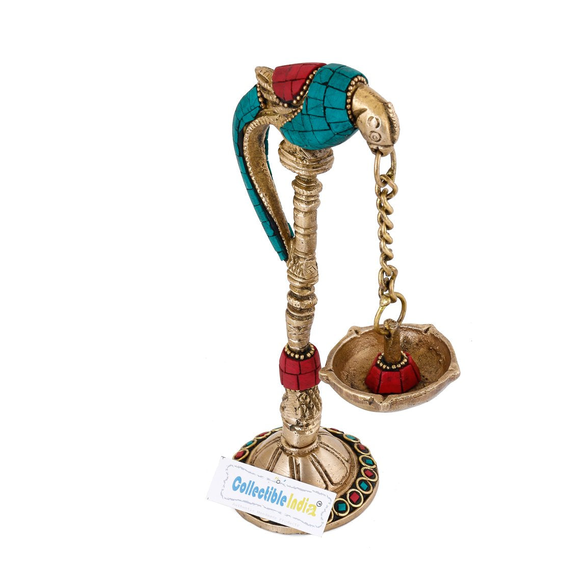 Brass Parrot Bird Diya Oil Lamp Stand Showpiece