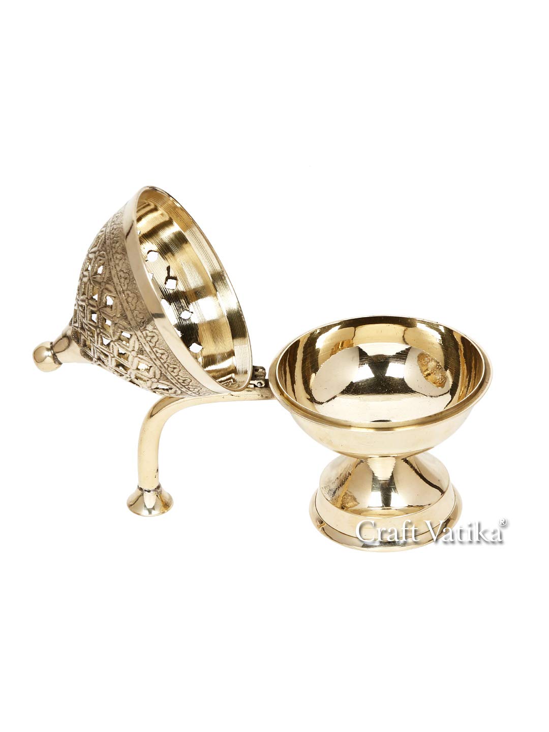 Brass Dhoop Dani Loban with Handle Incense Holder