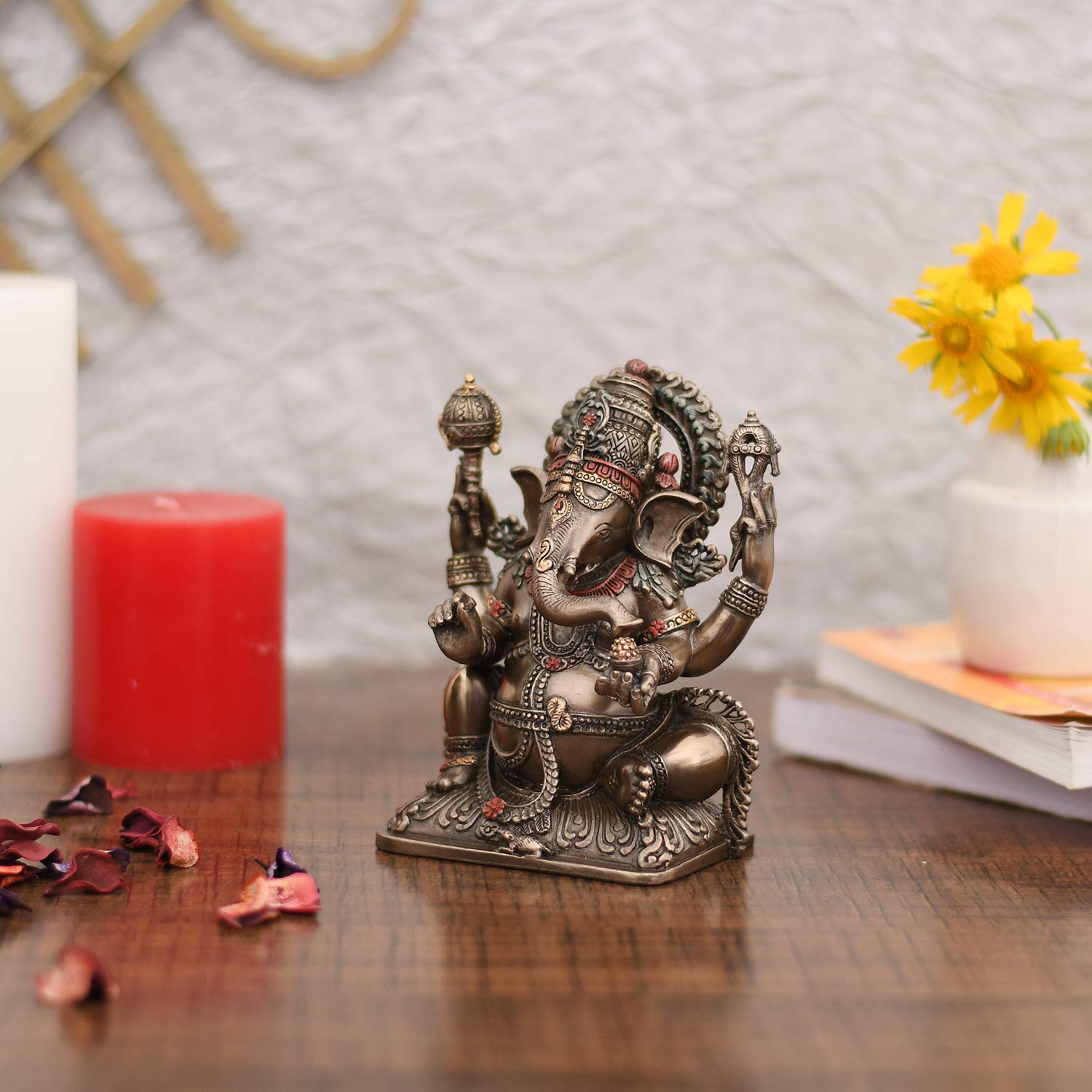 Hand Craved Sitting Sculpture of God Ganesh Bronze Idol