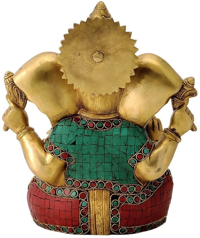 Colorful Large Ganesha Brass Idol Decorative Statue