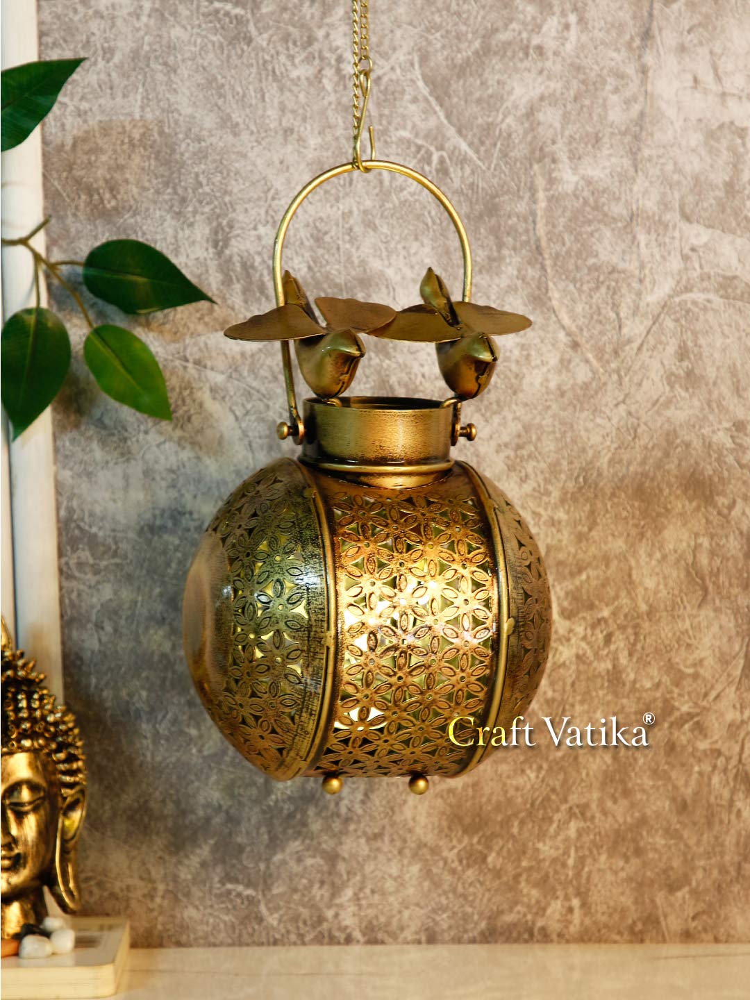 Iron Birds On Handi Tealight Candle Holder Stand Showpiece