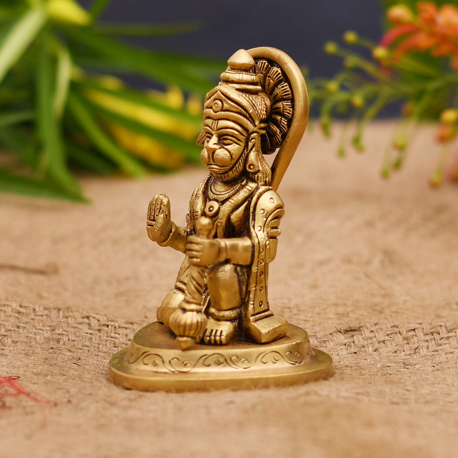 Brass Blessing Lord Hanuman Idol Murti Statue