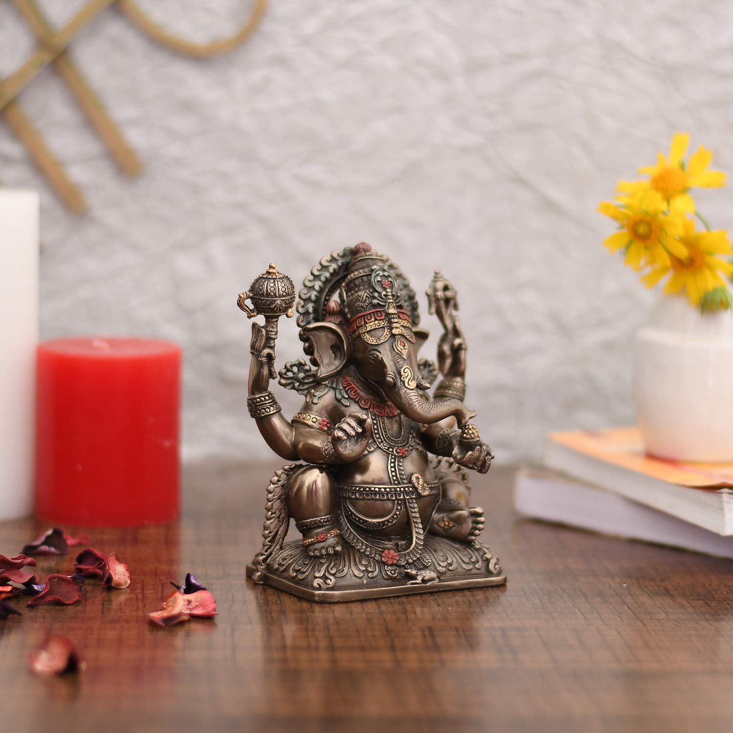 Hand Craved Sitting Sculpture of God Ganesh Bronze Idol