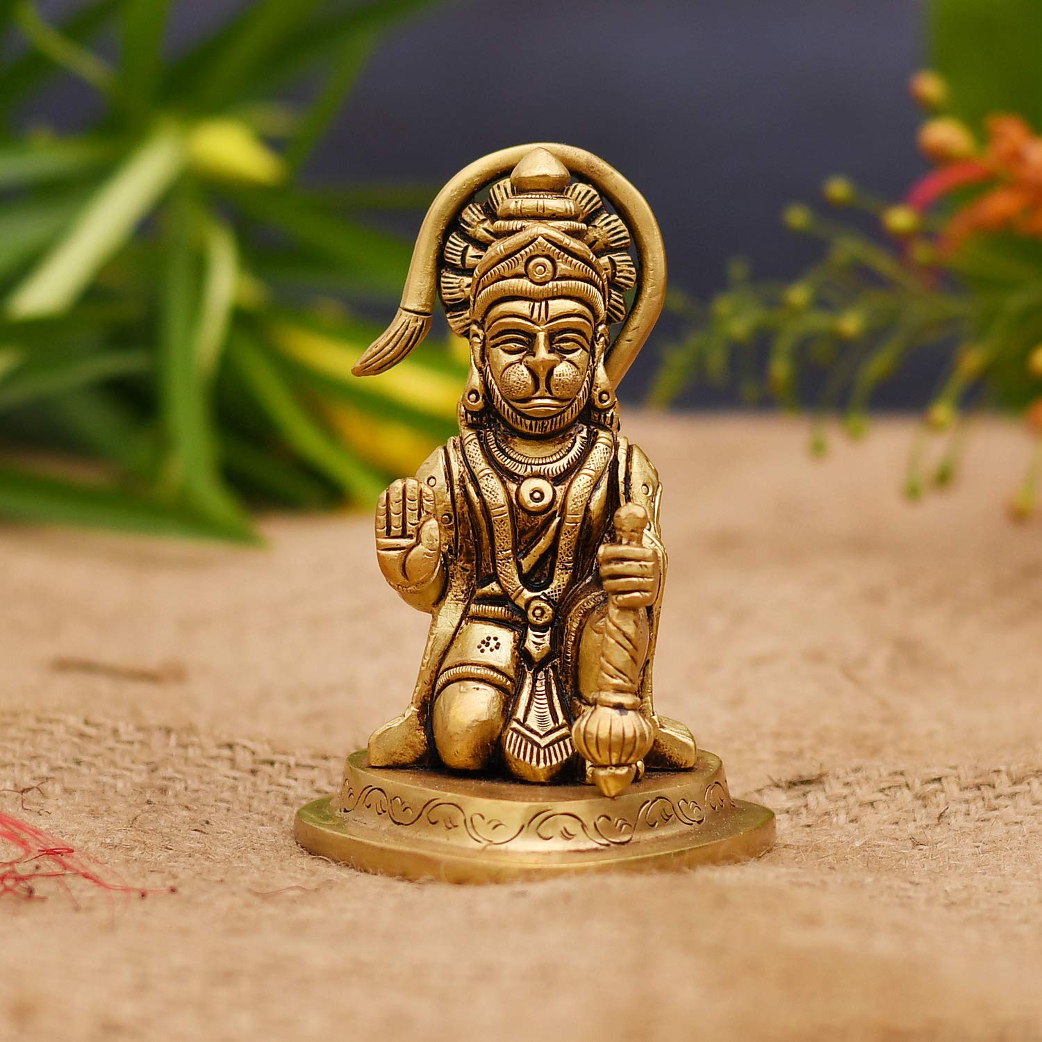 Brass Blessing Lord Hanuman Idol Murti Statue