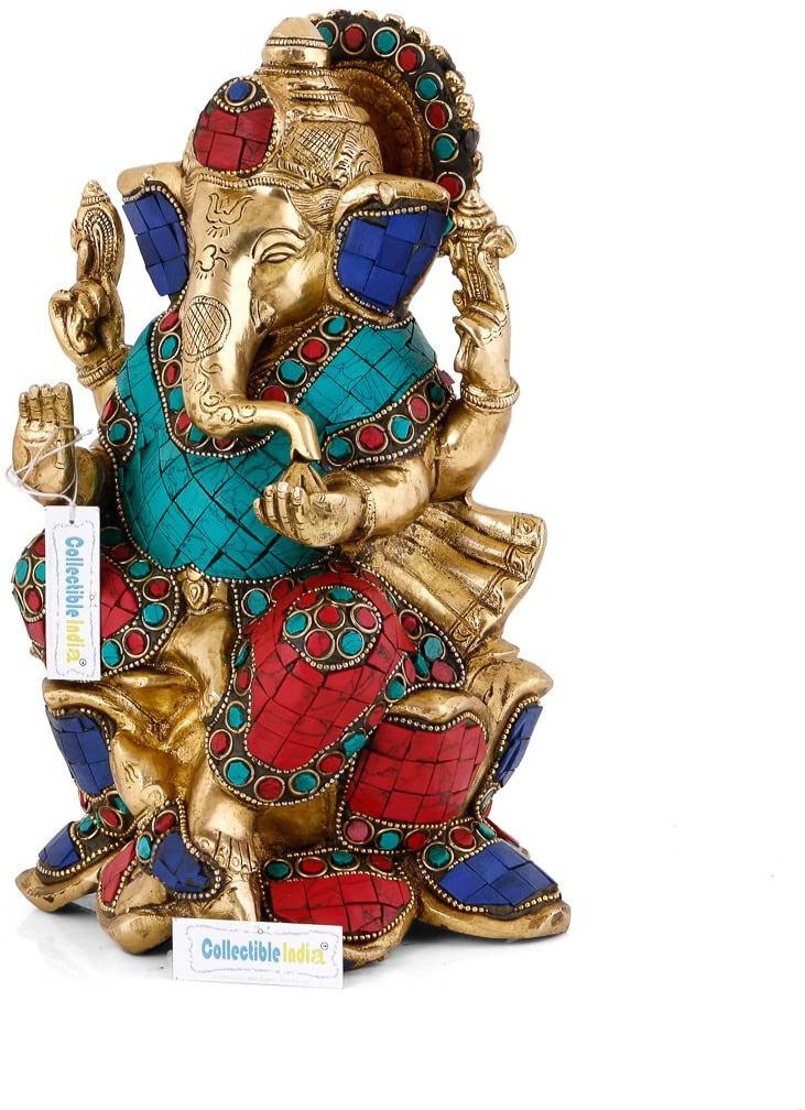 Lord Ganesha Idol Sitting On Lotus Spiritual Showpiece