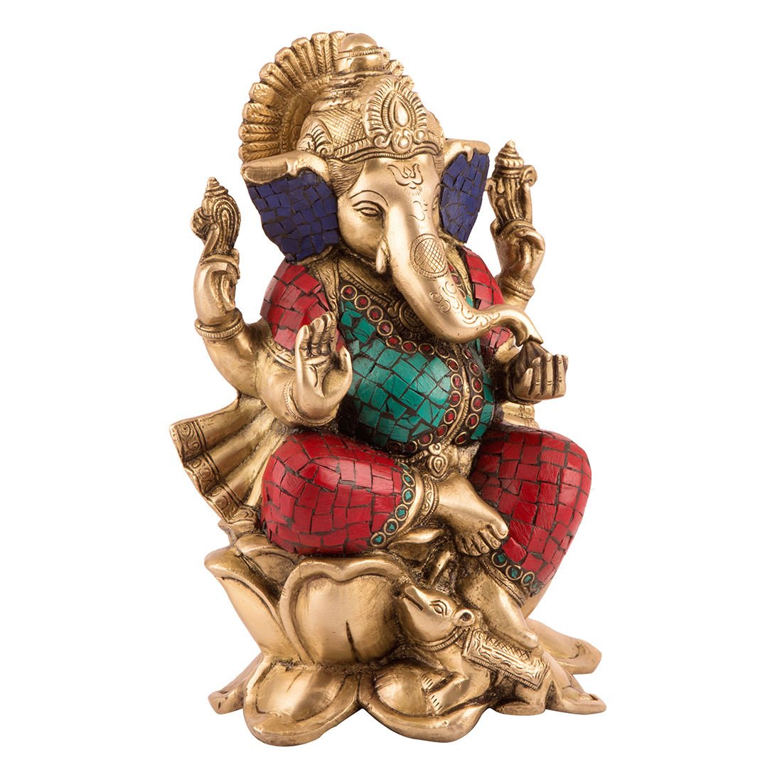 Brass Lakshmi Ganesh Saraswati Idol Murti Statue