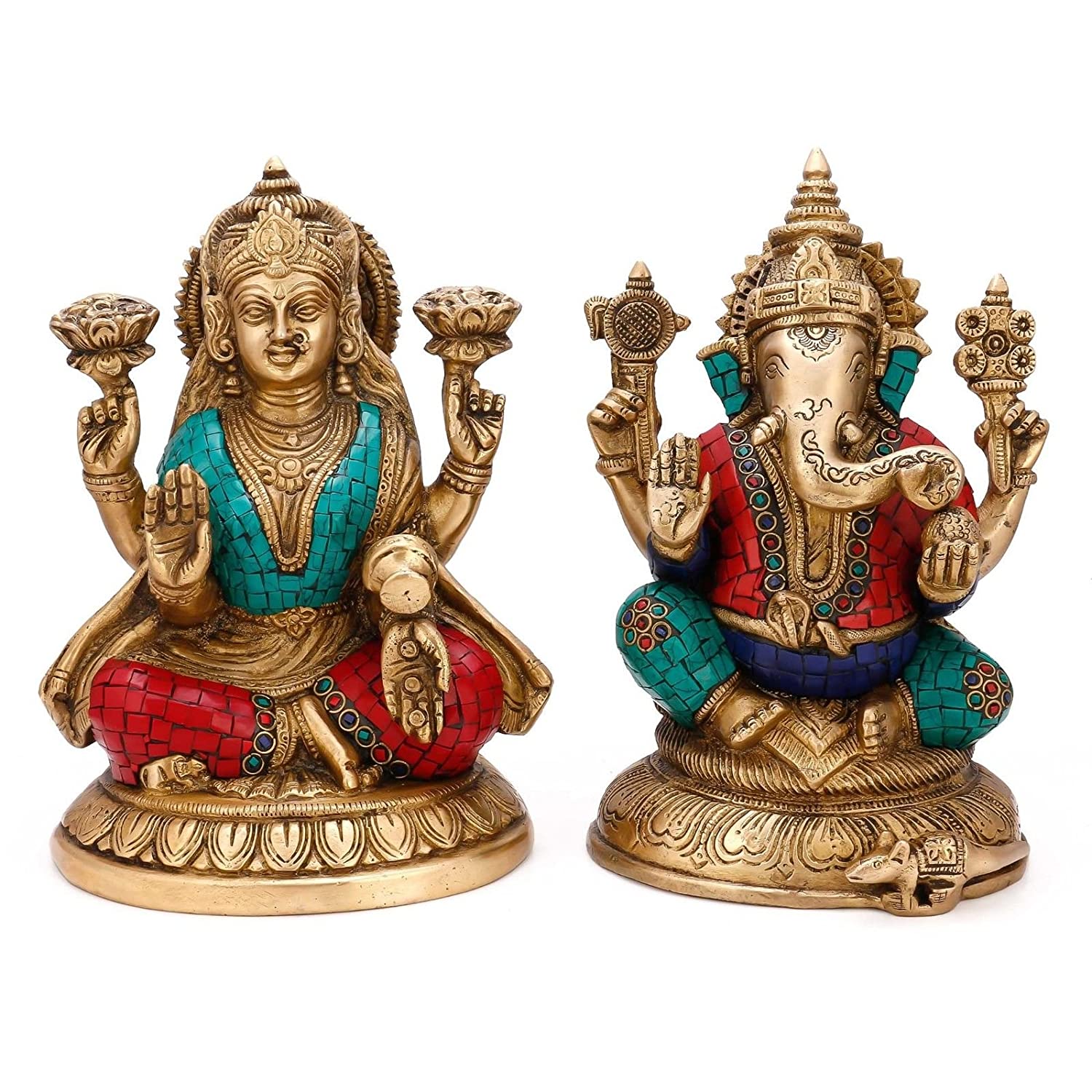 Brass Laxmi Ganesh Set Idol Murti Showpiece