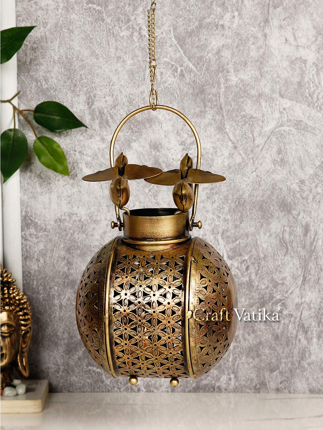 Iron Birds On Handi Tealight Candle Holder Stand Showpiece