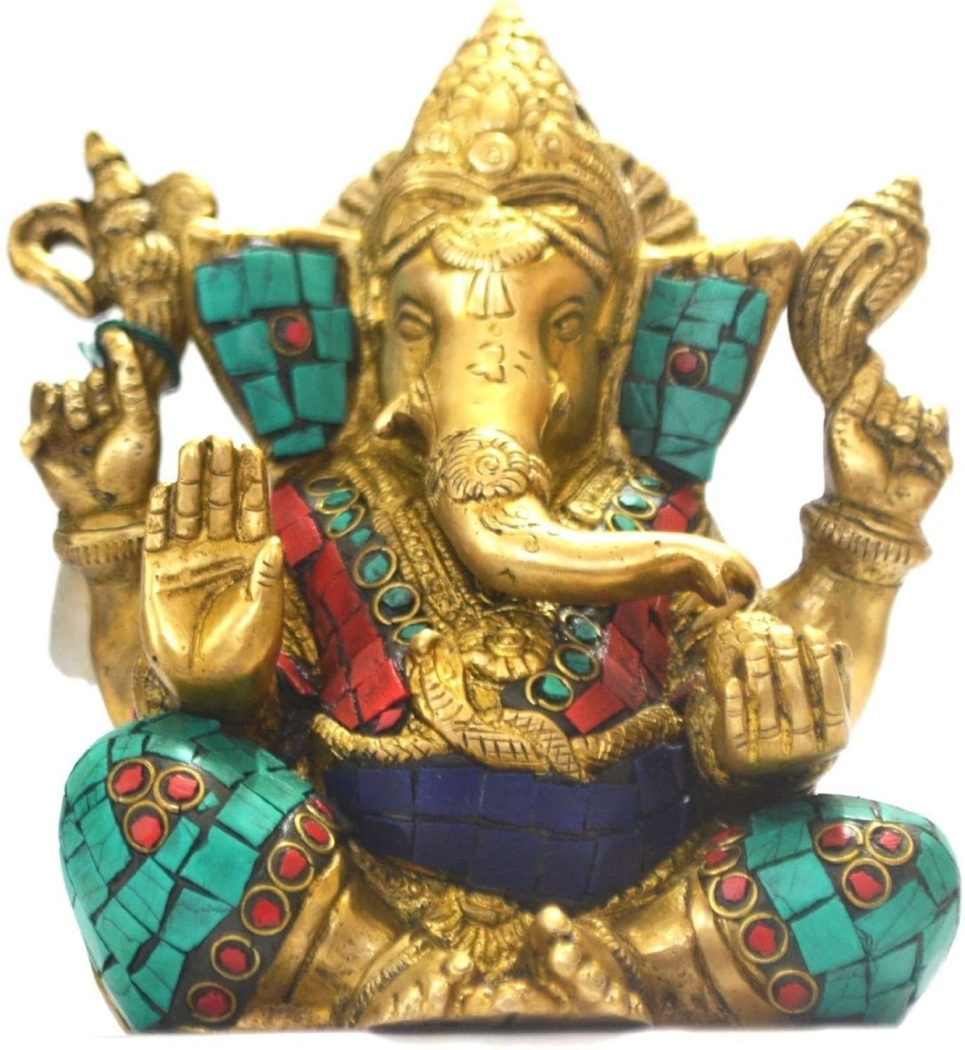 Blessing Sculpture of Lord Ganesha Idol in Brass Statue