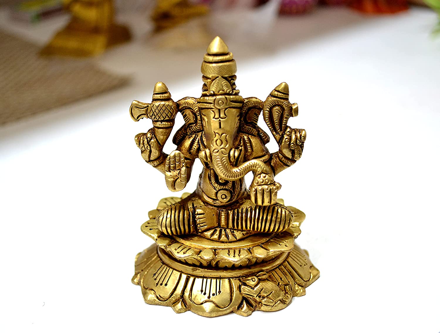 Lakshmi Ganesha Saraswati Brass Statue for Home Puja
