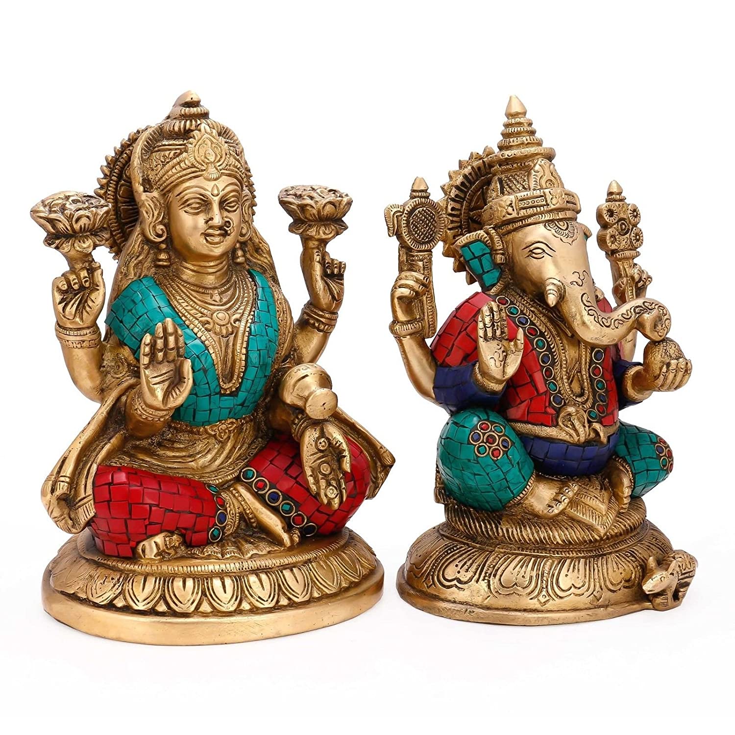 Brass Laxmi Ganesh Set Idol Murti Showpiece