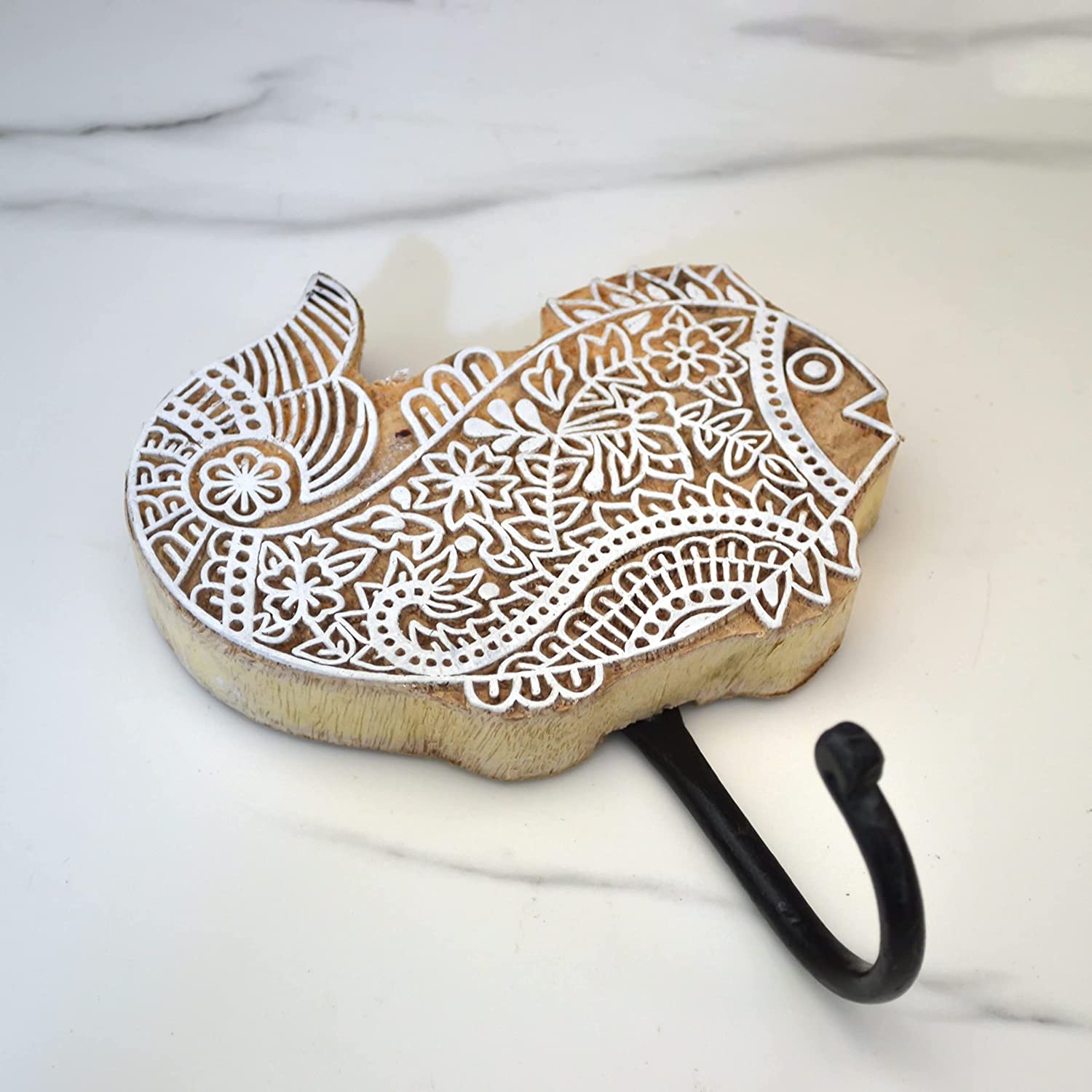 Decorative Wooden Fish Printed Key Holder
