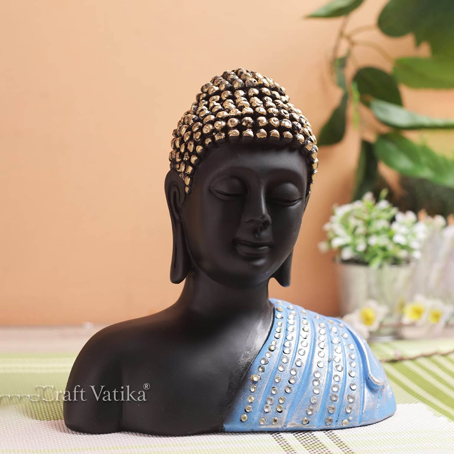 Buddha Calmness Face Head resin Sculpture Idol Showpiece