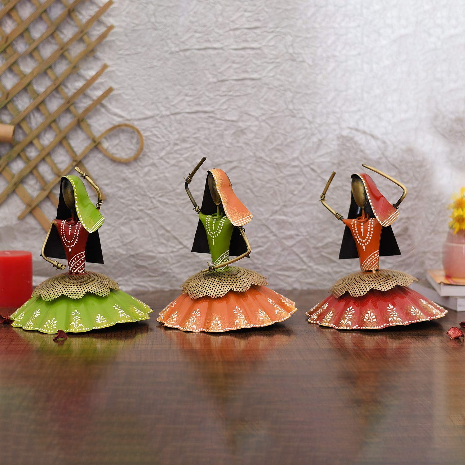 Metal Dancing Lady Figurines - Table Decor (Set of 3)