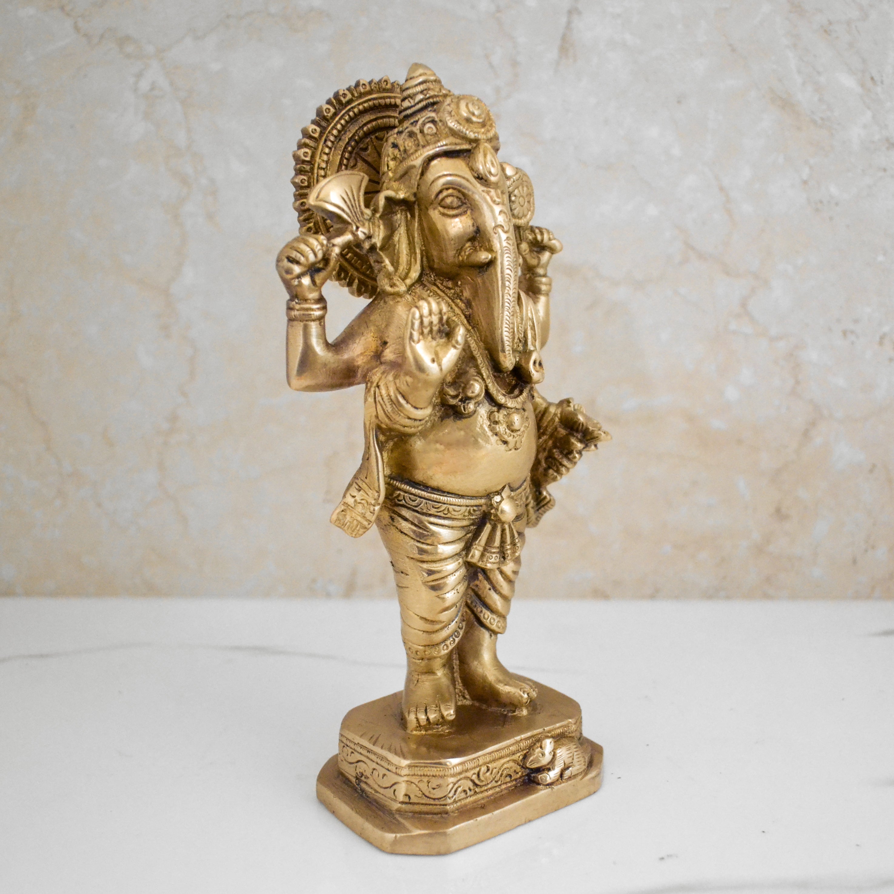 Lord Ganesha Standing Position Brass Idol