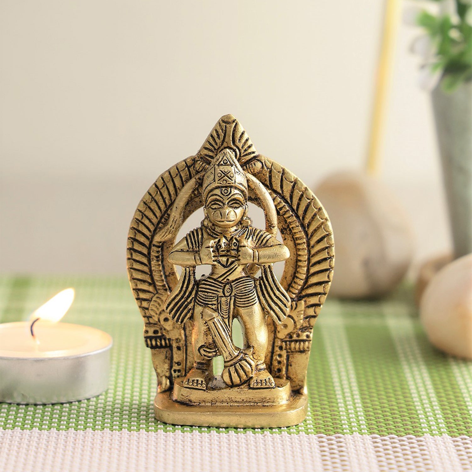 Brass Hanuman Idol Tearing His Chest Statue