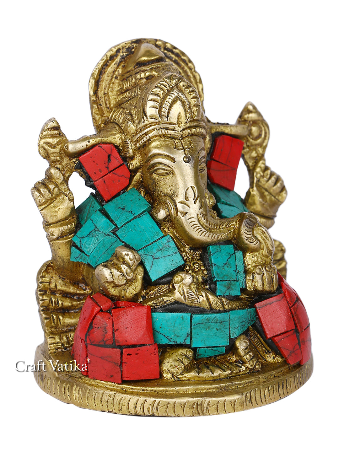 Brass Taj Ganesha Handmade Sculpture Statue Gts178