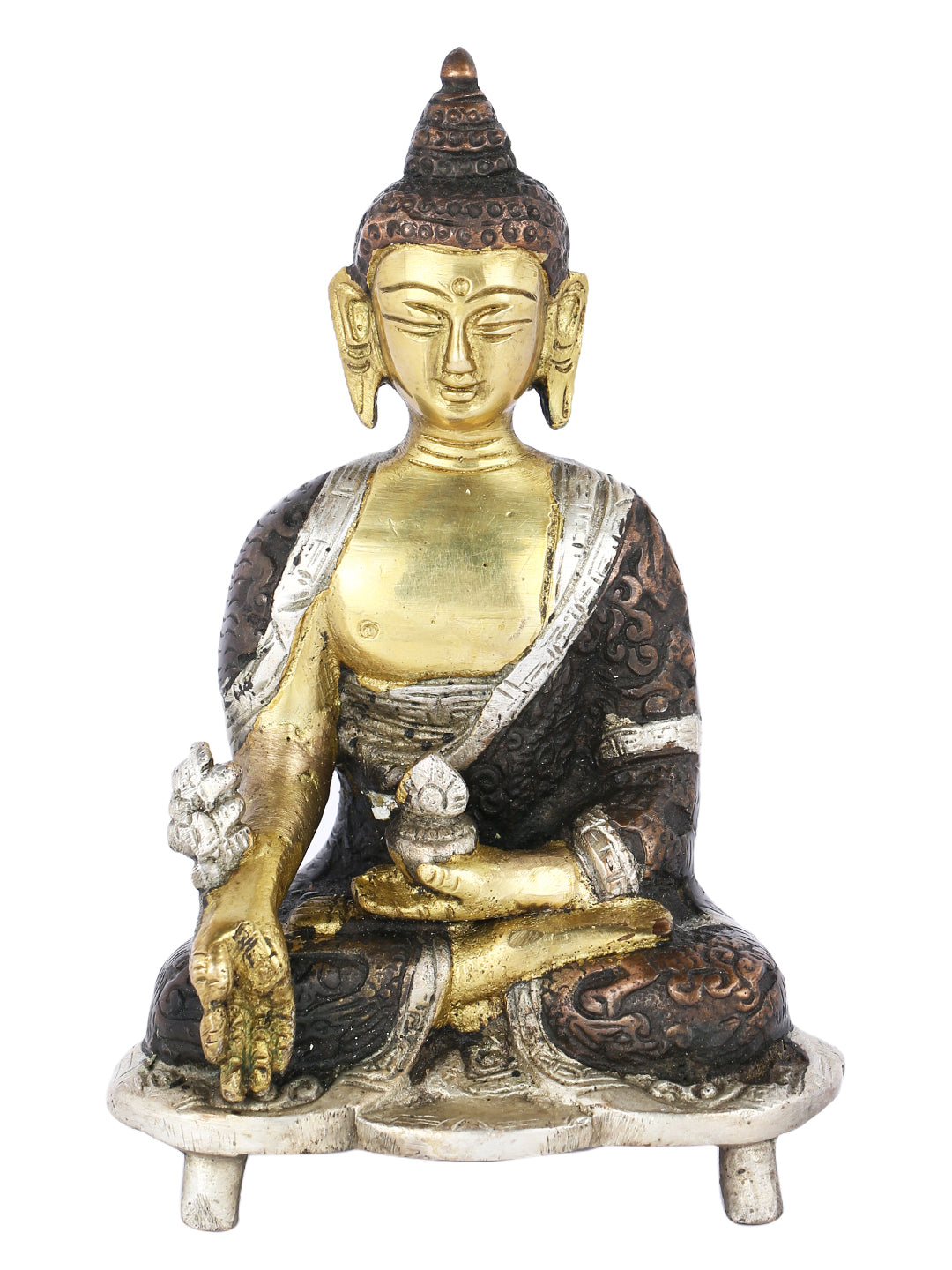 Brass Meditating Gautam Buddha Idol Statue With Sacred Kalash Bbs160