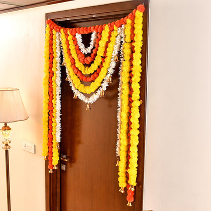 Fluffy Flower Toran for Pooja Mandir Decoration Main Door Entrance (TORAN185)