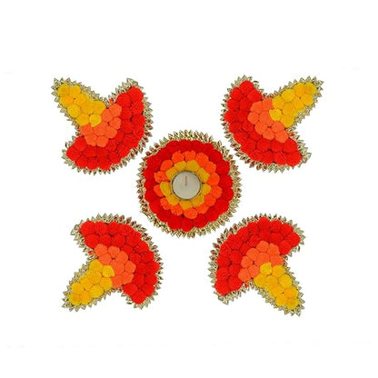 Pom Pom Design Tea Light Candle Holder Decoration Rangoli Mate ( TCMH461 )