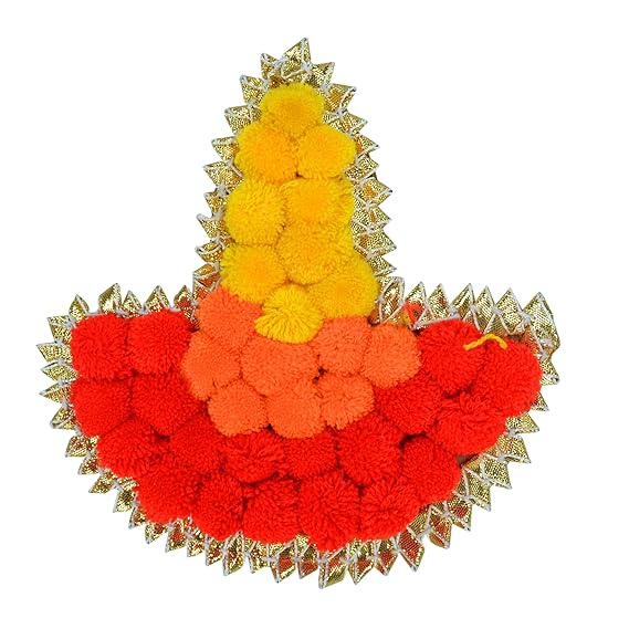 Pom Pom Design Tea Light Candle Holder Decoration Rangoli Mate ( TCMH461 )