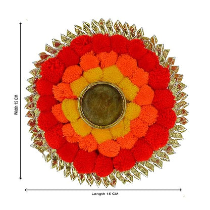 Pom Pom Design Tea Light Candle Holder Decoration Rangoli Mate ( TCMH461 )