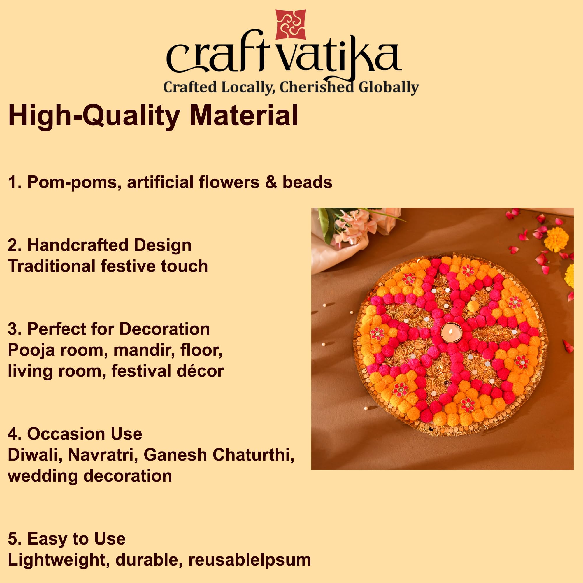 Rangoli Mats for Floor Pooja Decoration Items, Diwali Decoration for Home ( RANG205 )
