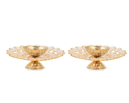 Crystal Akhand Diya Brass Oil Puja Lamp DFBS144-Large