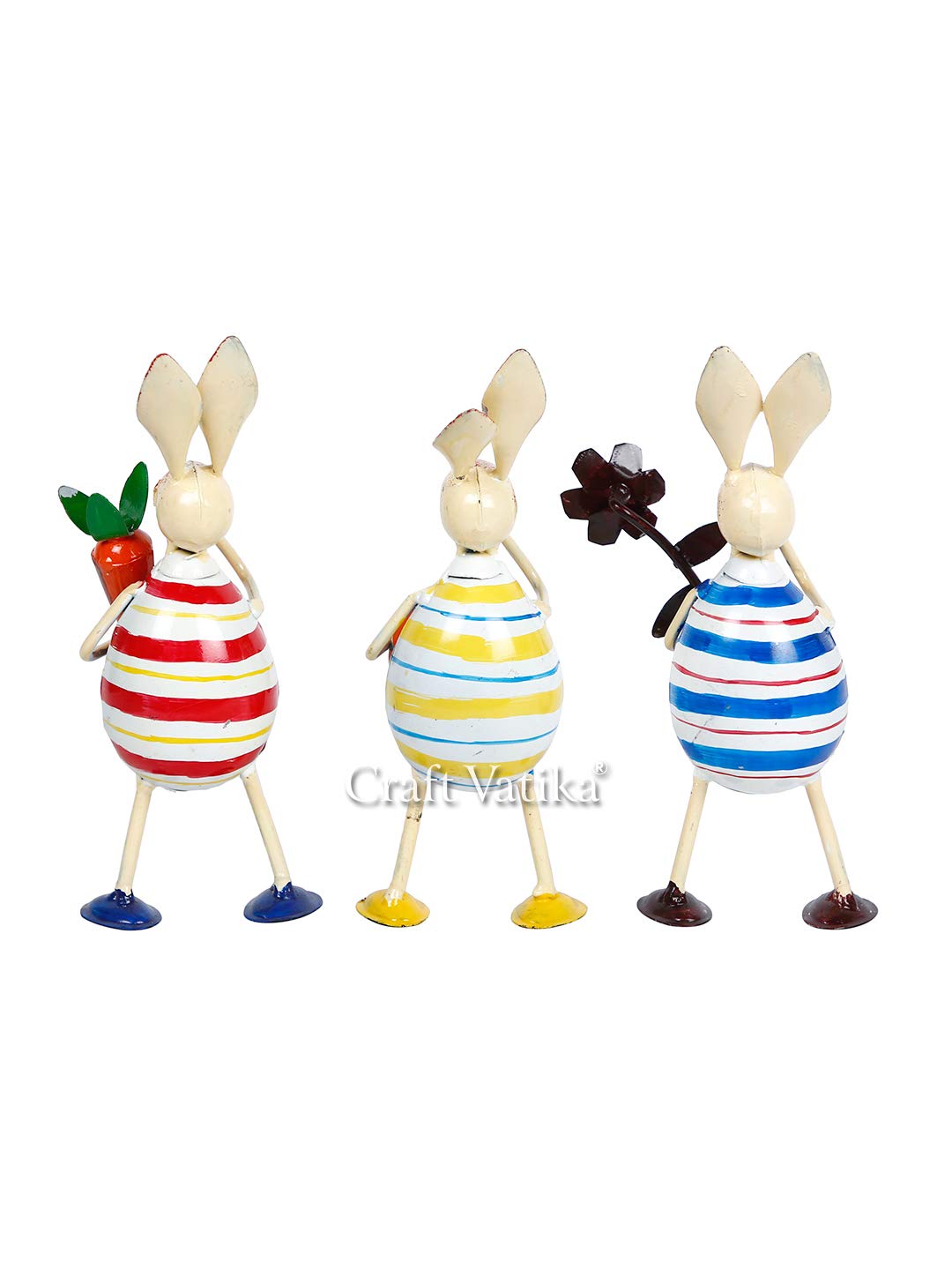 Metal Rabbit Egg Animal Painted Showpiece 