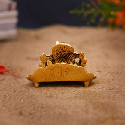 Ganesh Idol On Leaf,Lord Ganesha With Diya,Metal Home Decorative Puja Gift-Dfbs195