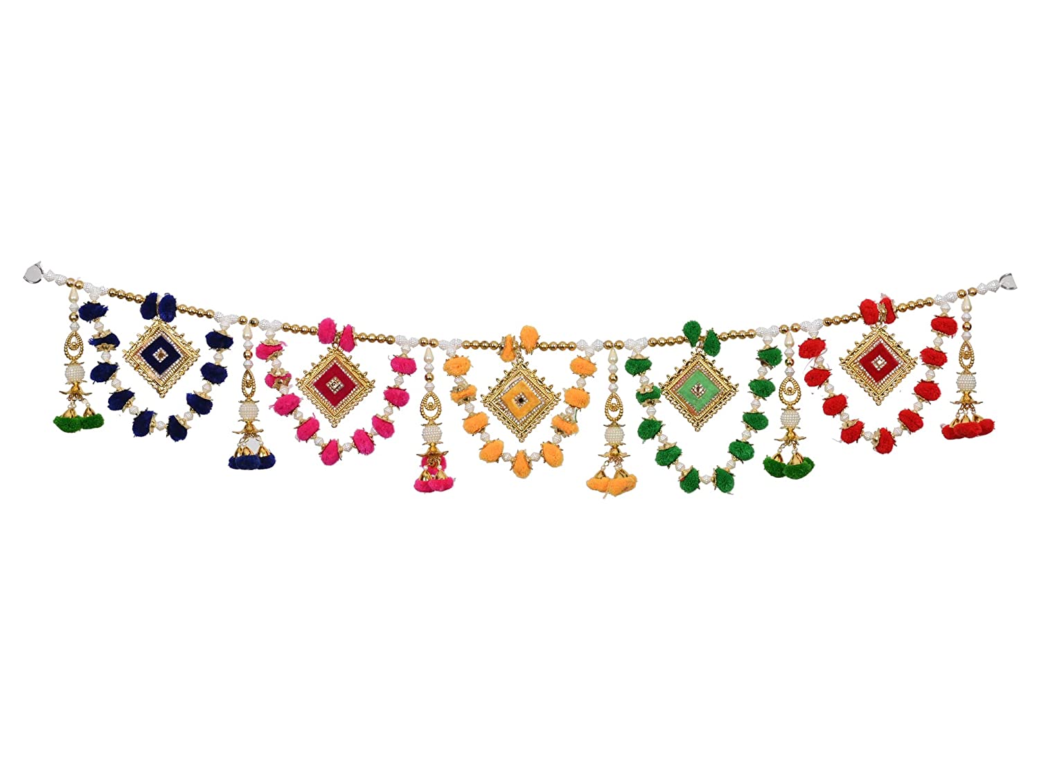 Colorful Pompom with Beads Bandarwal 