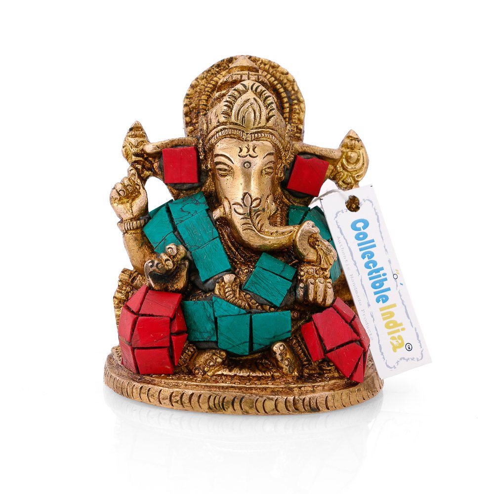 Brass Taj Ganesha Handmade Sculpture Statue