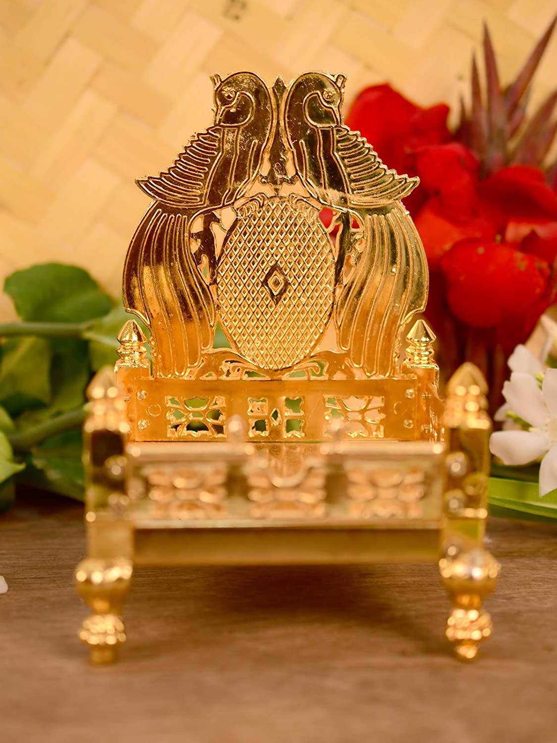 Metal Peacock Pooja God Singhasan