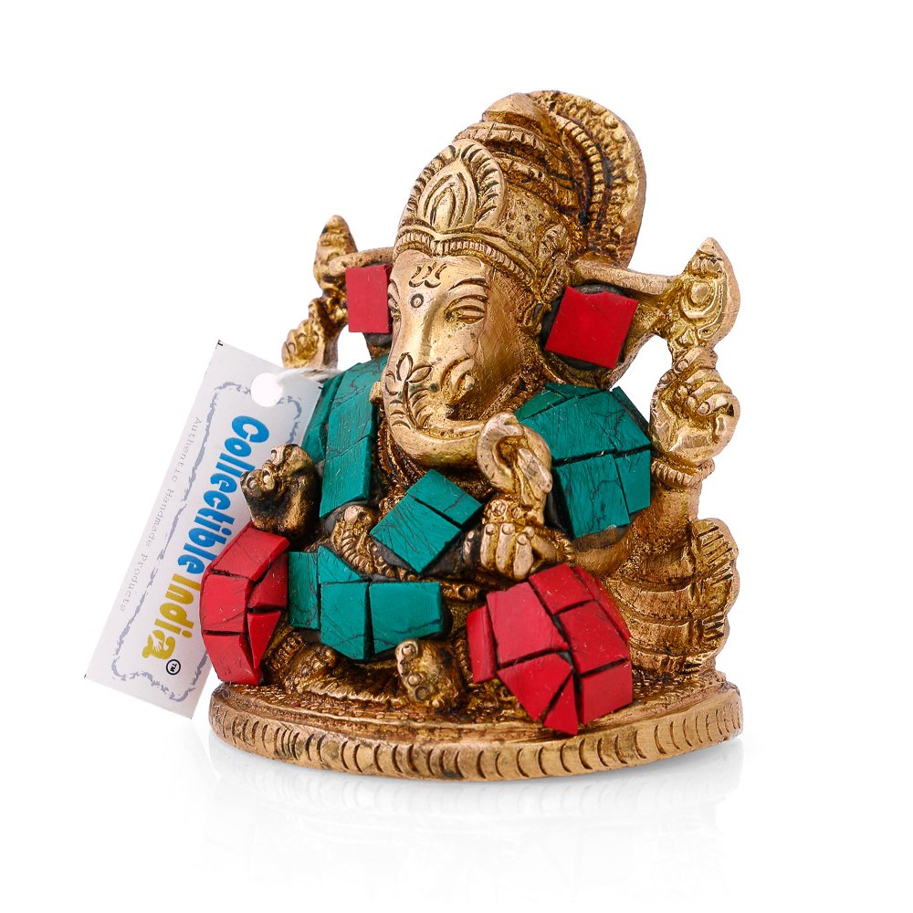 Brass Taj Ganesha Handmade Sculpture Statue