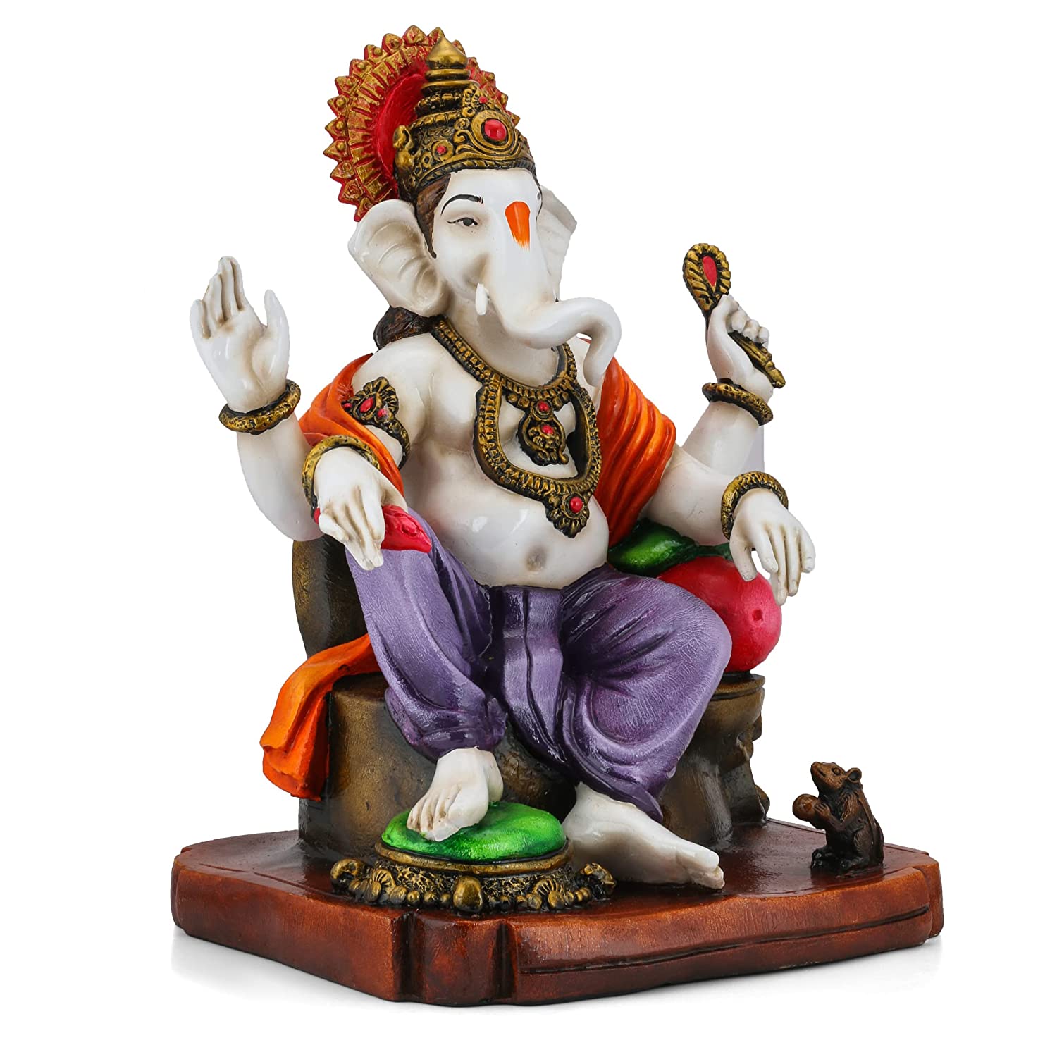 Big Ganesha Statue sitting on Throne Resin Idol