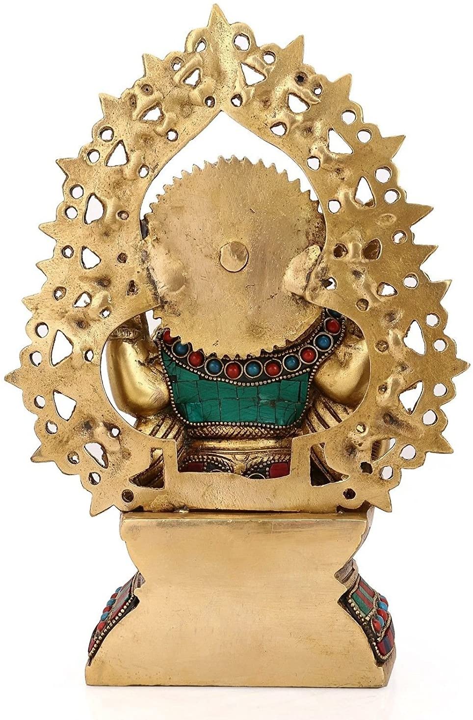 Blessing Ganesha Idol Sculpture sitting on Singhasan statue