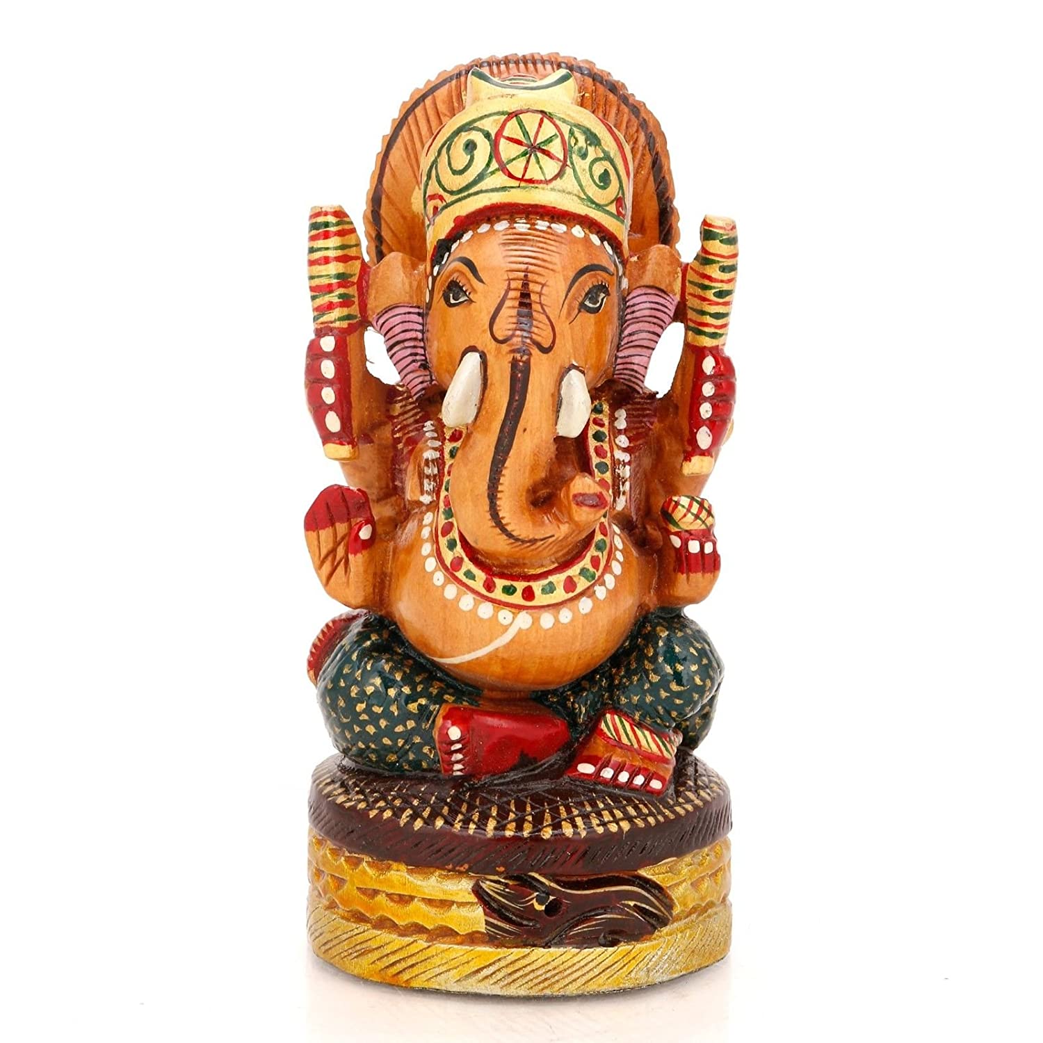 Blessing Sculpture of Ganesha Wooden Decor Figurine