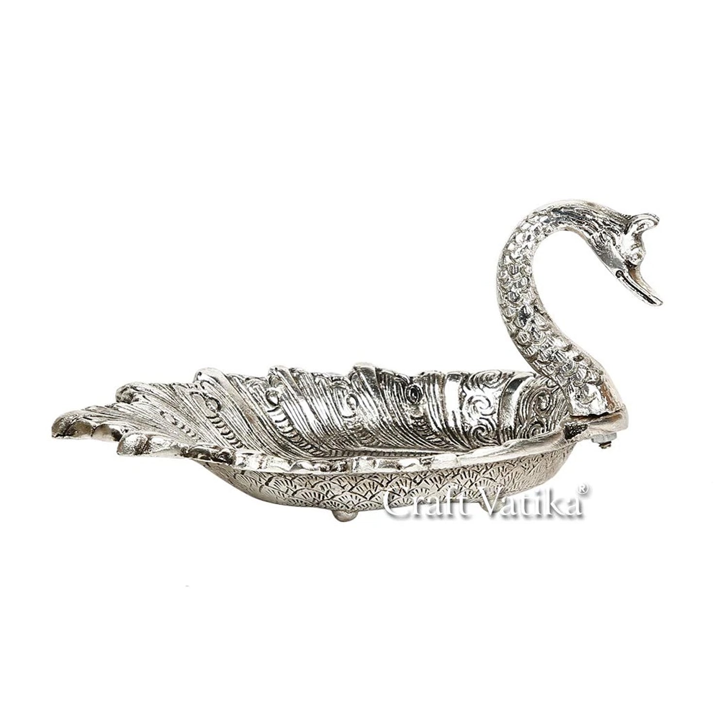 Metal Swan Shaped Bowl Serving Tray Showpiece